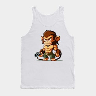 Armored Muscular Monkey Holding a Rifle Tank Top